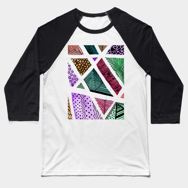 Geometric doodles - multicolor Baseball T-Shirt by wackapacka